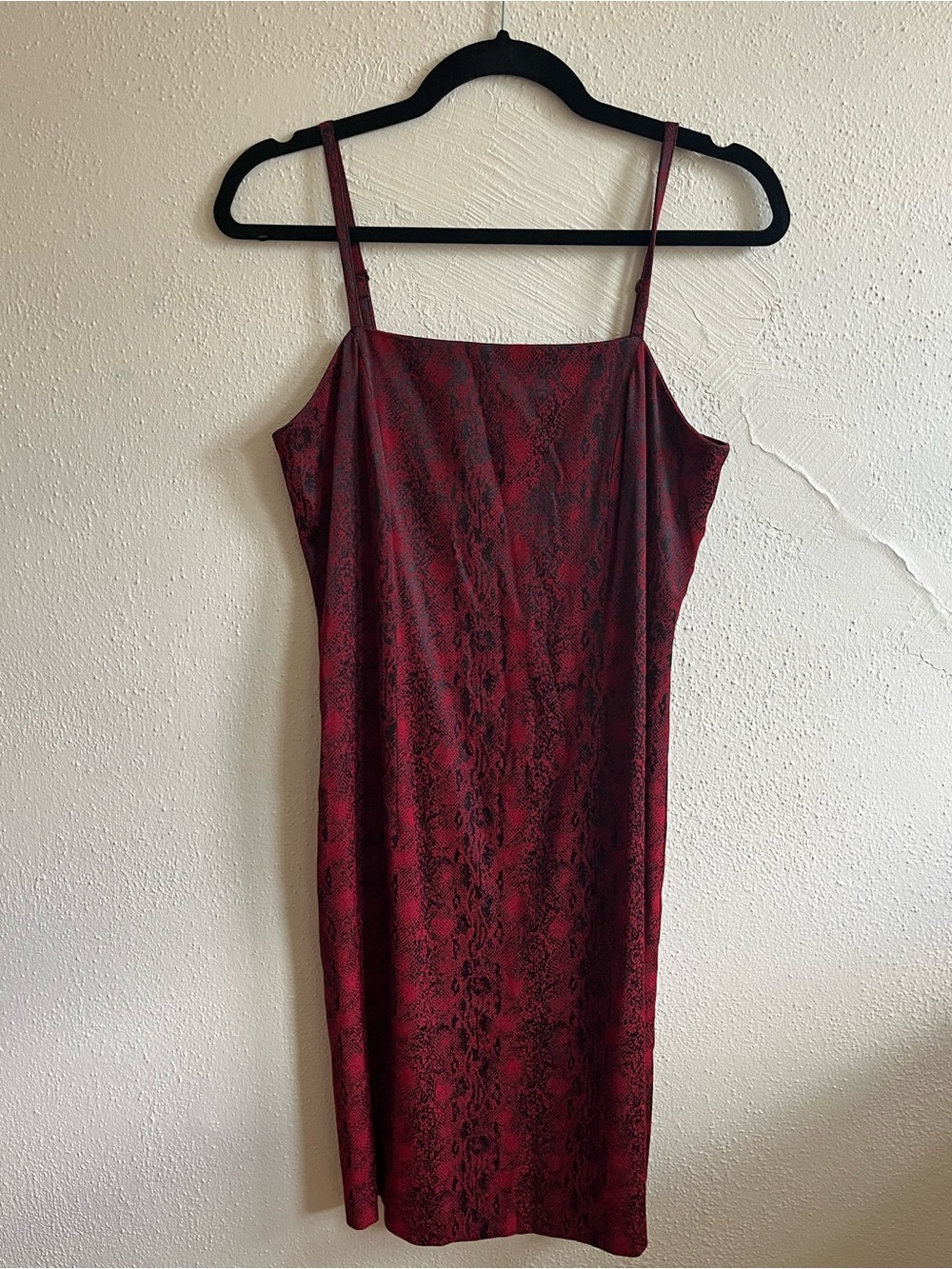Express Red Snake-Print Midi Slip Dress